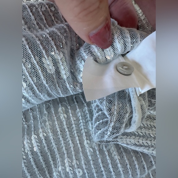 Zara trf collection Silver Sequins Disco Flowy Boho Blouse - Picture 14 of 16